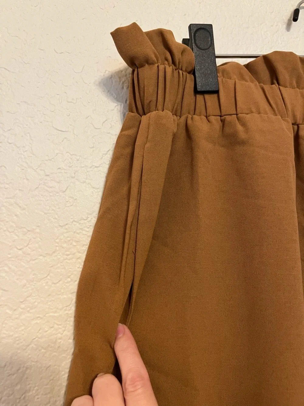 NWT Cupshe Brown Elastic Pants Side Bow-Knot Tie Tapered Legs Size Large